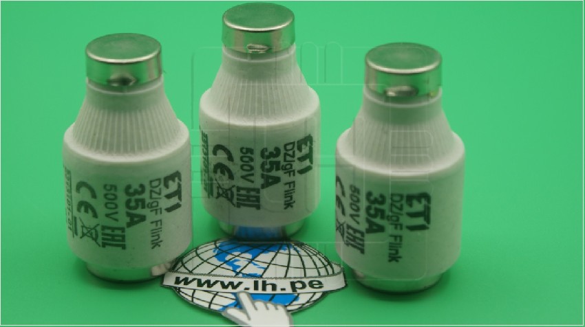 002313101                 Fusible DZ tipo botella, rápido, 35A, 500VCA, 500VDC