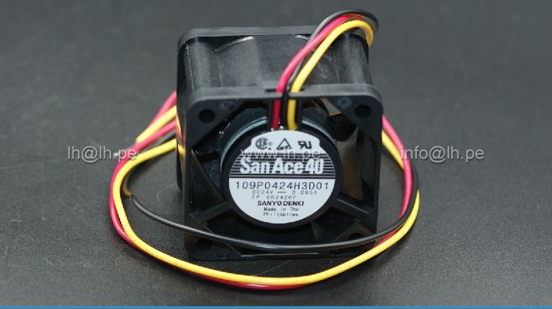 109P0424H3D01                  Ventilador DC axial, 24VDC, 40x40x28mm, 0.095A, 3 cables, Marca Sanyo-Denki