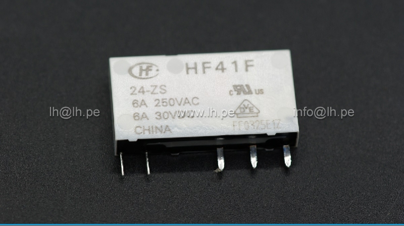HF41F/24-ZS                       Rele electromagnético, SPDT, Bobina 24VDC, 5 pines, Marca Hongfa