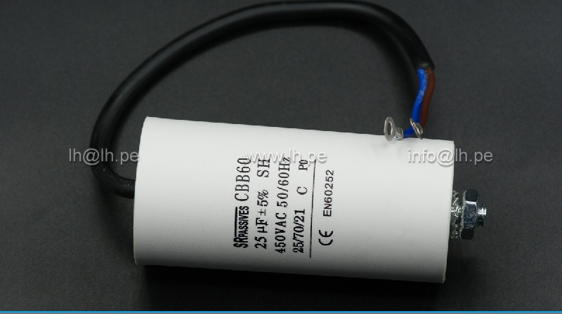 CBB60G-25/450                  Capacitor de motor continuo 25uF +/-5% 450VAC, 50/60Hz, SR Passives