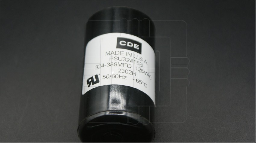 PSU32415B             Capacitor de arranque del motor 324-389uF, 110/125V, Marca: CDE