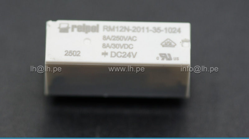 RM12N-2011-35-1024                 Relé electromagnético, bobina 24VDC, 5 Pines, 8A/250VAC, marca Relpol