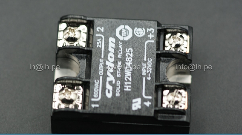 H12WD4825                       Relé estado sólido 25A, Input 4-32VDC, Output 48-660VAC, Marca Crydom