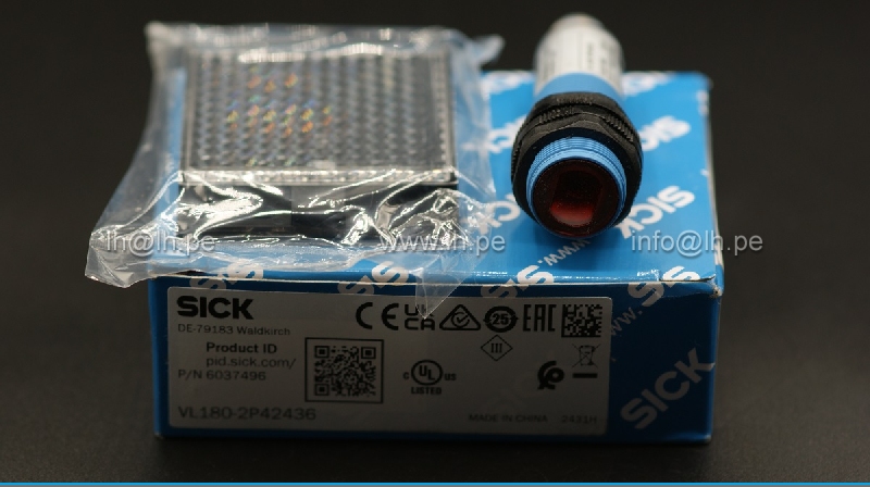 VL180-2P42436                 Sensor fotoeléctrico + reflector, DARK-ON, LIGHT-ON, PNP, marca Sick