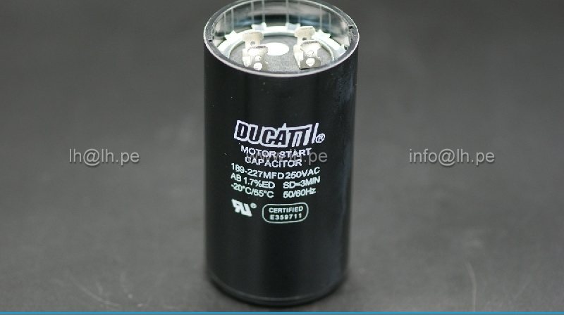 187-224uF 250VAC                  Capacitor de arranque 187-227uF 250VAC, 50/60Hz, DUCATTI