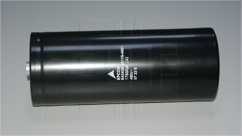 B43406-S5179-A601                    Capacitor electrolítico 17,600uF 450VDC; 220mm x 90mm; Marca: Epcos