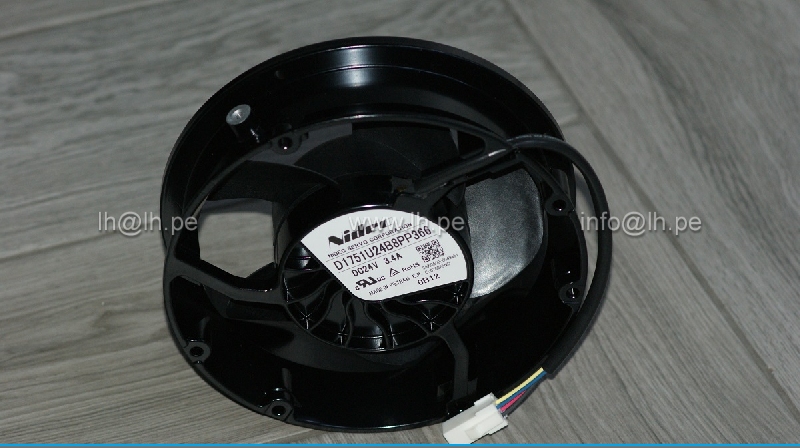 D1751U24B8PP366                   Ventilador circular DC, 24VDC, 3.4A, 172x172x51mm, con salida de 4 cables y conector, Marca: Nidec