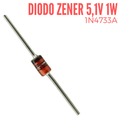 1N4733A                   Diodo Zener 1W, 5.1V, DO41, diodo individual, 10uA