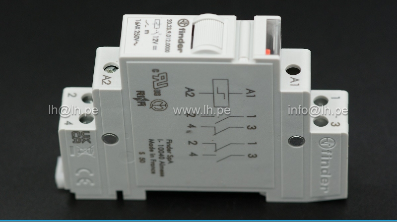 20.23.9.012.0000                        Rele de instalación; biestable,por impulsos; 12VDC, 16A, NC + NA; 20.23; FINDER