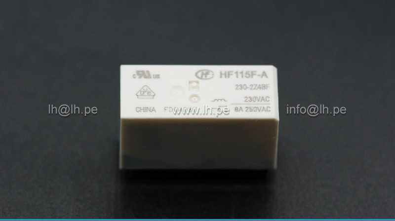 HF115F-A/230-2Z4BF                   Relé electromagnético, DPDT, bobina 230VAC, 8 pines, Marca Hongfa