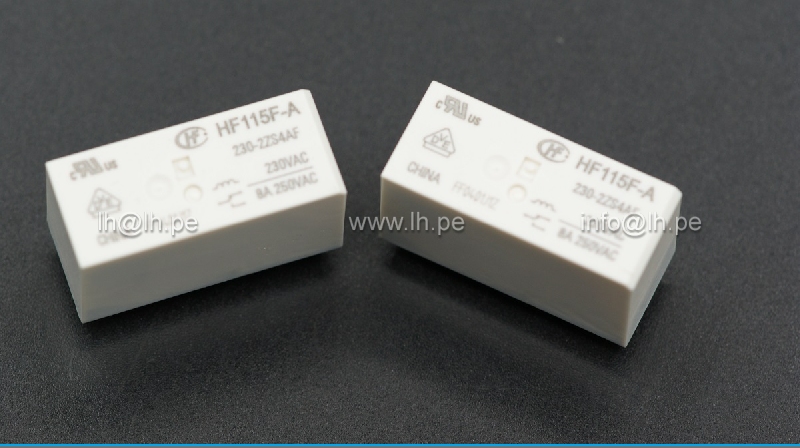 HF115F-A/230-2ZS4AF               Rele miniatura DPDT, bobina 230VAC, 8A, 8 Pines, Marca Hongfa