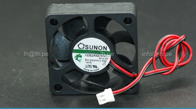 KDE2405PHV1.MS.A.GN                 Ventilador axial DC, 24VDC, 1.5W, 50x50x15mm, salida con 2 cables y conector, Marca: Sunon