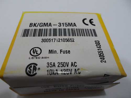 BK/GMA-315MA  Fusible de vidrio 250VAC 315mA Fast Acting
