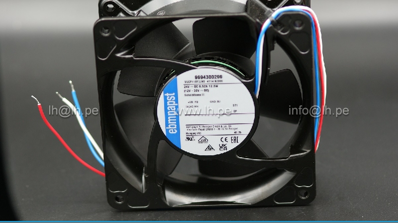 4114N/2HH               Ventilador DC axiales 24VDC, 0.52A, 12.5W, 119x119x38mm; 260m3/h; 60dBA, salida de 3 cables, EBM PAPTS 