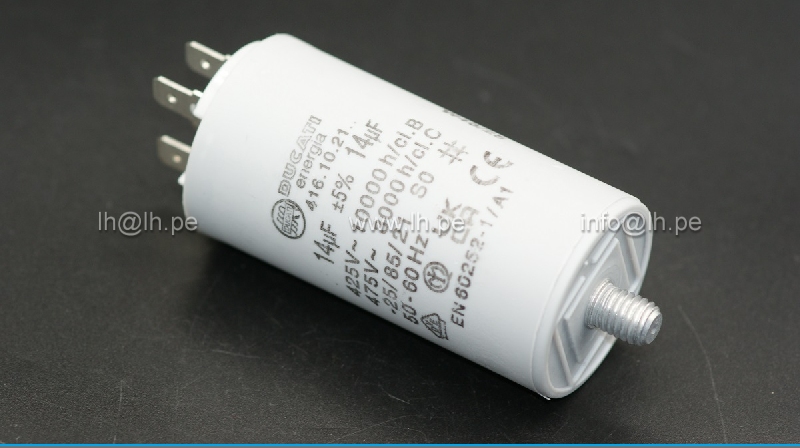 416102164                Condensador para motores de trabajo; 14uF, 425/475VAC, 50/60Hz, Ducati