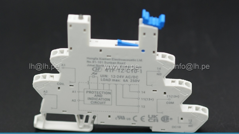 41F-1Z-C10-1                                     Base para riel DIN, 5 pines, 6A, 24VAC/DC, marca HONGFA
