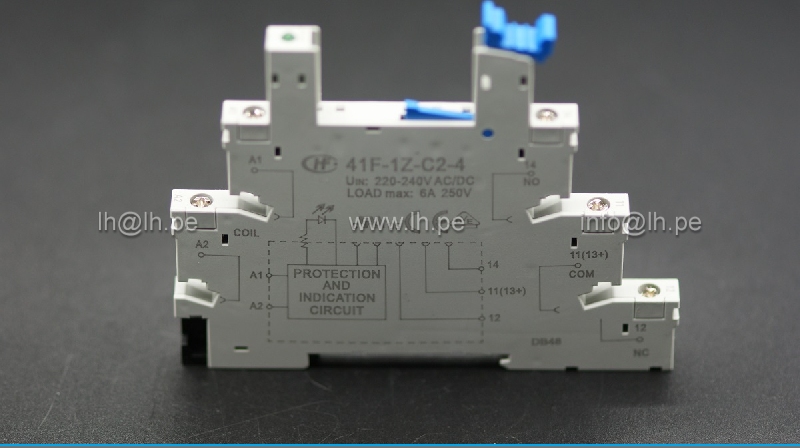 41F-1Z-C2-4                      Modulo interfase para riel DIN, 5 pines, 6A, 250VAC, Marca Hongfa