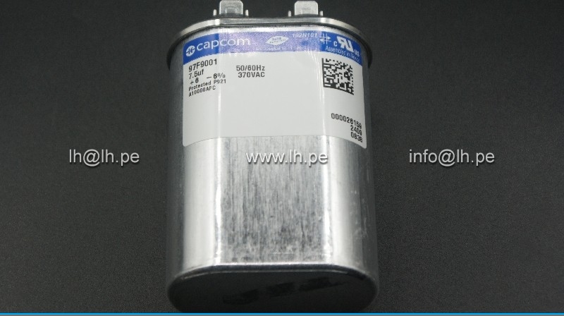 97F9001          Condensador metalizado 7.5uF, 370V, 6%, Marca Capcom