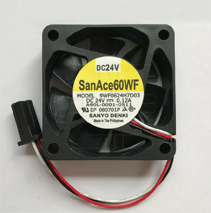 9WF0624H7D03            Ventilador Axial Sanyo Denki 9WF0624H7D03 para Fanuc A06b-6114-h210 A90l-0001-0511,60x60x15mm, 24VDC, 0.12A