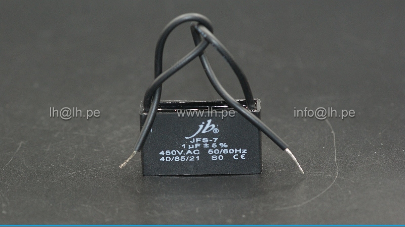 JFS7A6105J000000B                   Condensador para motor de trabajo 1uF, 450VAC, 2 cables, marca JB