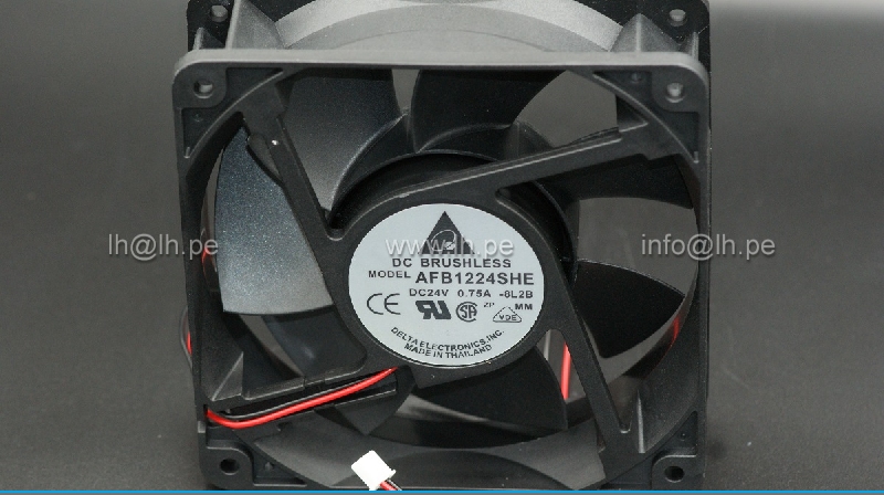 AFB1224SHE-8L2B                     Ventilador axial DC, 24VDC, 0.75A, 120X120X38mm, con salida de 2 y conector, DELTA
