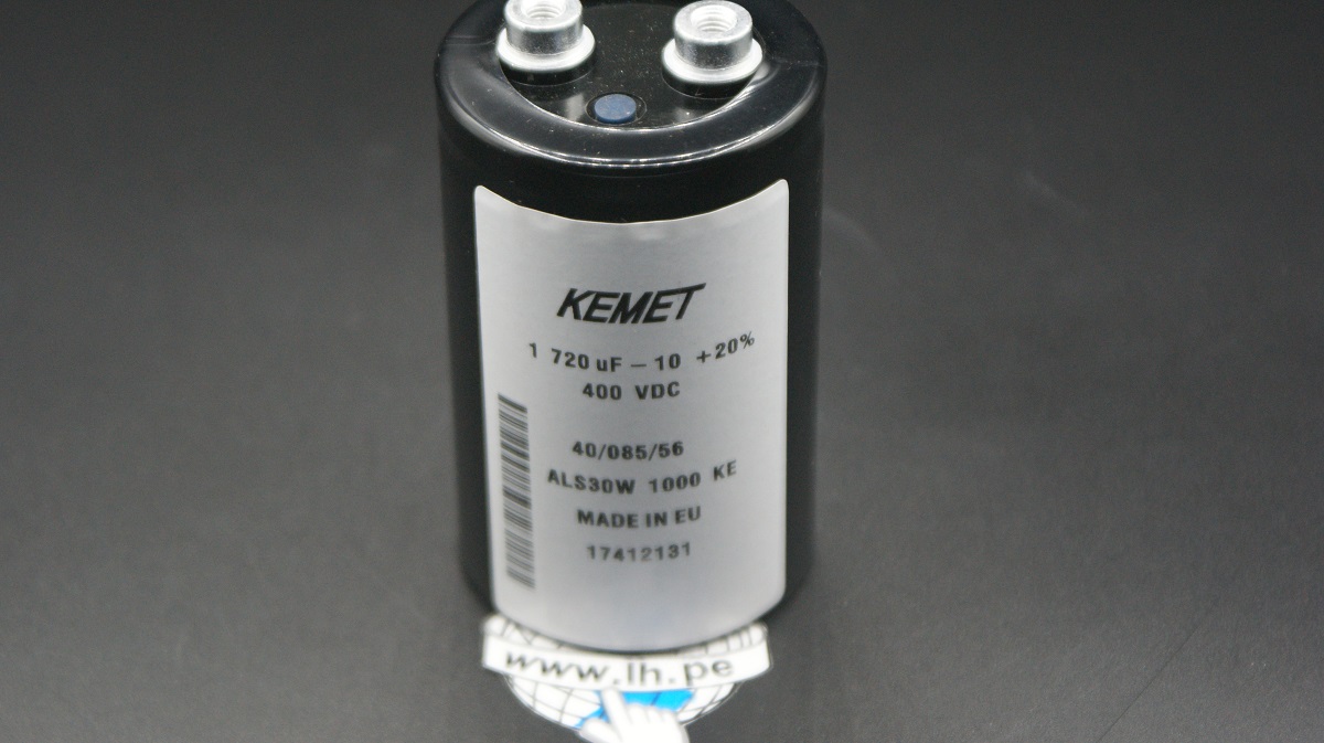 ALS30W1000KE                Capacitor: electrolytic; 1720uF 400VDC; -10/+20% con perno; Kemet