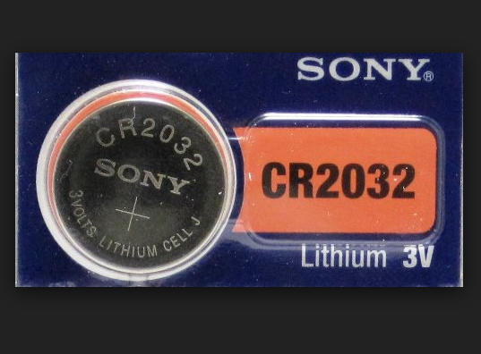 CR2032-T12   3 Volt Lithium Coin Battery W/ 2 Pin (20 mm Spread)