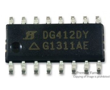 DG412DY                  Conmutador analógico, SPST-NO, 4 canales, SO16, 13-44/7-22V
