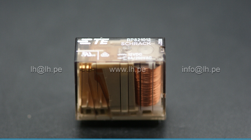 1393845-4 RP821012            Relé Miniatura Bobina 12VDC, 8 Pines, DPDT, marca SCHRACK