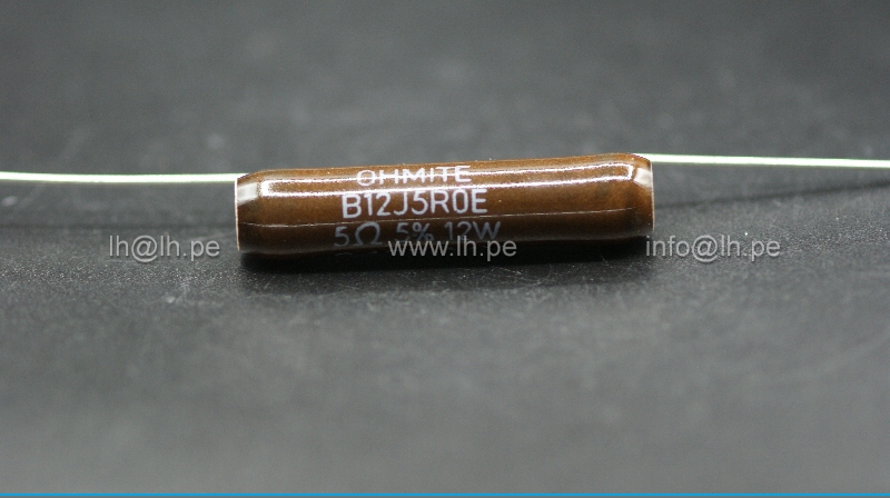 B12J5R0E                 Resistencia tubular 5 Ohmios 12W, 5%, axial, Ohmite