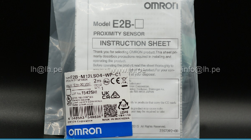 E2B-M12LS04-WP-C1 2M                         Sensor inductivo 0-4mm, 10-30VDC, M12, OUT: NPN/NO, marca OMRON