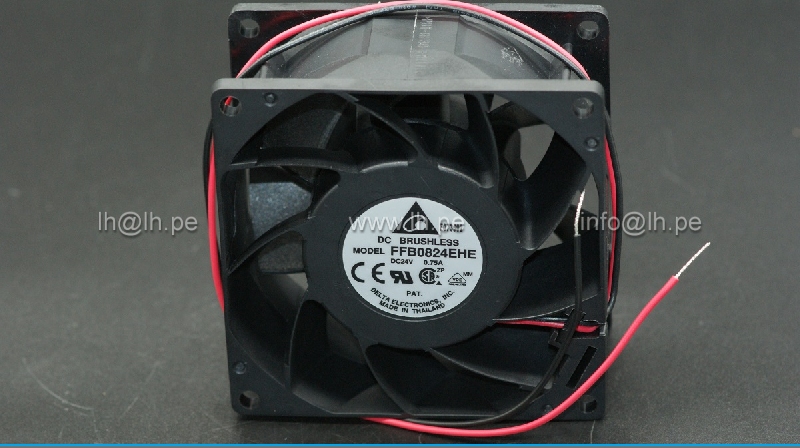 FFB0824EHE                 Ventilador axial 24VDC, 0.75A, 80x80x38mm, con salida de 2 cables, Marca Delta