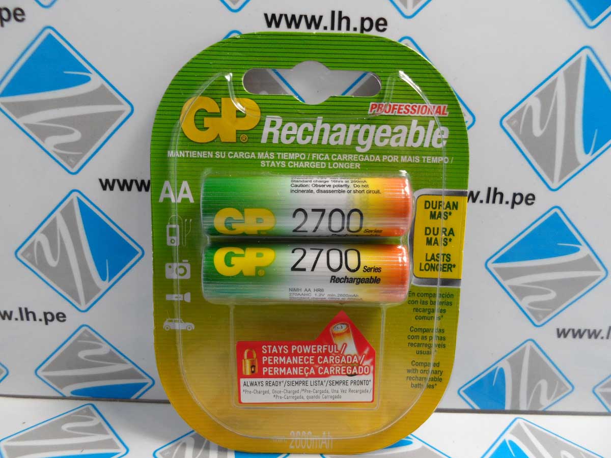GP270AAHC-2LA2 GPRHC272C149       Blíster de dos pilas recargables Recyko AA de 1.2V y 2700 MAH