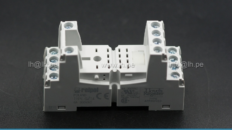 GZT4 GZT4-0035 GZT4-0040               Base Para Relay 14 Pines, + placa descriptiva + agarre, 6A, 250VCA