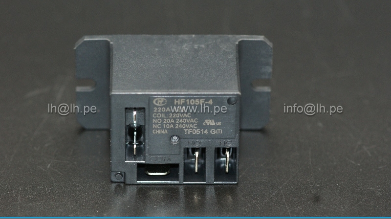 HF105F-4-220A-1ZS                Rele de alta potencia 220VAC, 20A, 5 Pines, HONGFA