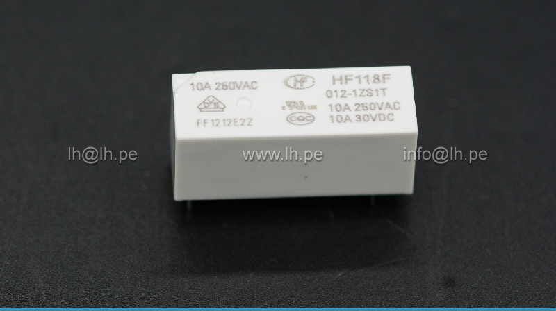 HF118F/012-1ZS1T                      Rele miniatura SPDT, bobina 12VDC, 10A/250VAC, marca HONGFA