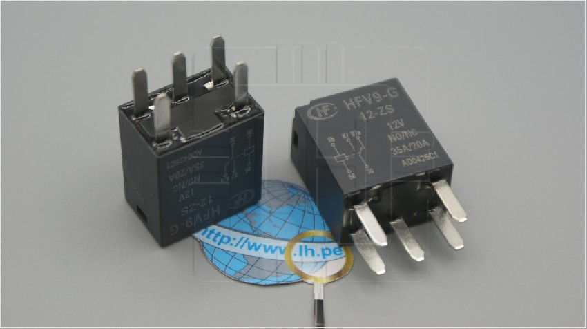 HFV9-G/12-ZS                 Relay electromagnético, SPDT, 12VDC, 35A, 5 pines, de coche, Hongfa Relay