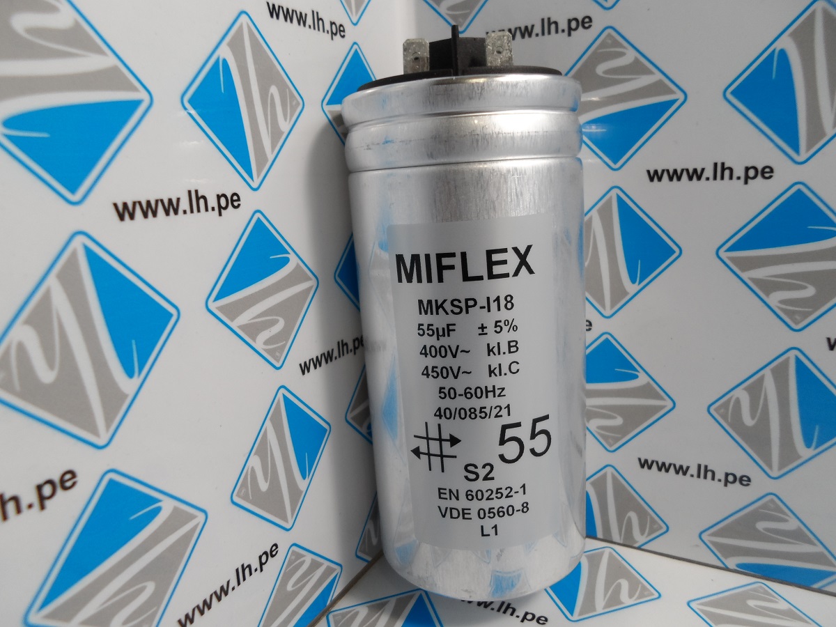 MKSP-I18 I18UV655I-A1         Condensador: para motores, de trabajo; 55uF; Ø60x125mm; -40÷85°C