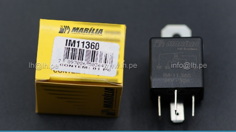 IM11360                         Relay automotriz claxon 24V, 4 Pines, 30A, MARILIA