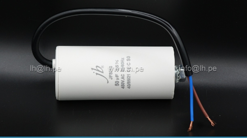 JFS16A6506J000000B                     Condensador para motor de trabajo 50uF, 450VAC, salida de cable y perno, marca JB