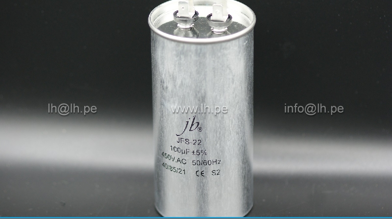 JFS22A6107J000000BB                            Capacitor Metalizado para motor continuo 100uF, 450VAC, Ø65x125mm, JB Capacitor