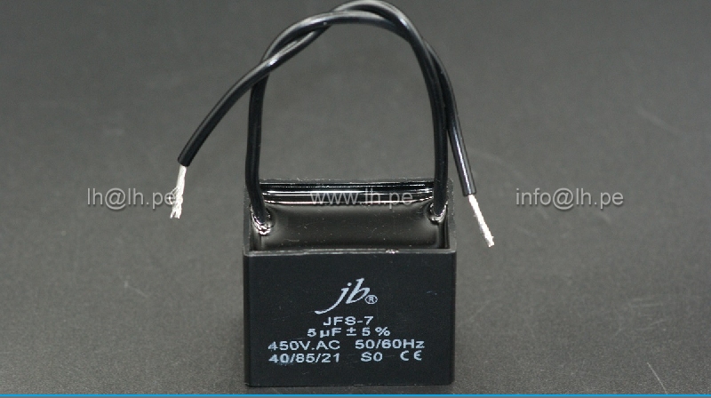 JFS7A6505J000000B               Condensador para motores, de trabajo; 5uF, 5%+/- 450VAC, 50/60Hz, JB Capacitor