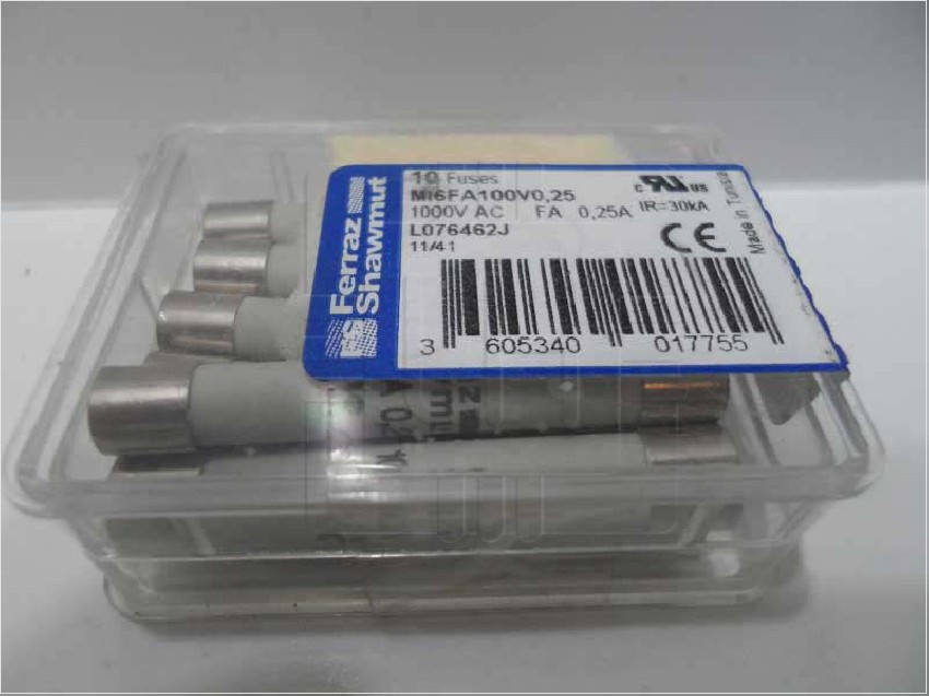 MI6FA100V0,25  L076462J FUSE, 0.250A, 1000V, FF, 6 X 46mm