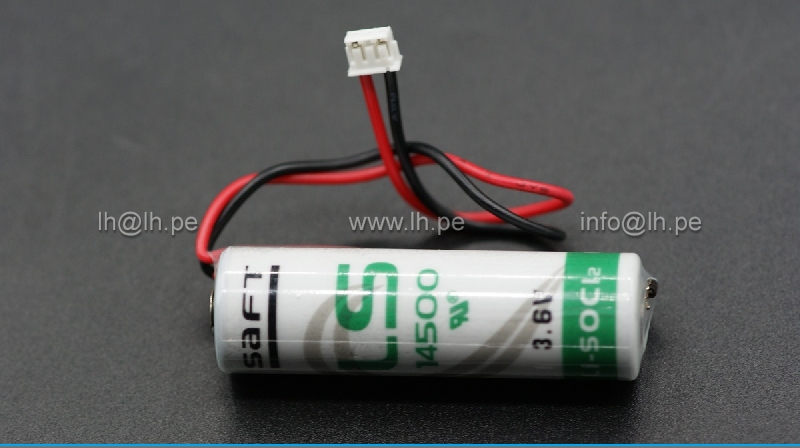 LS14500-MF                   Batería lithium 3.6V, 2600mAh con salida cable y conector blanco, SAFT