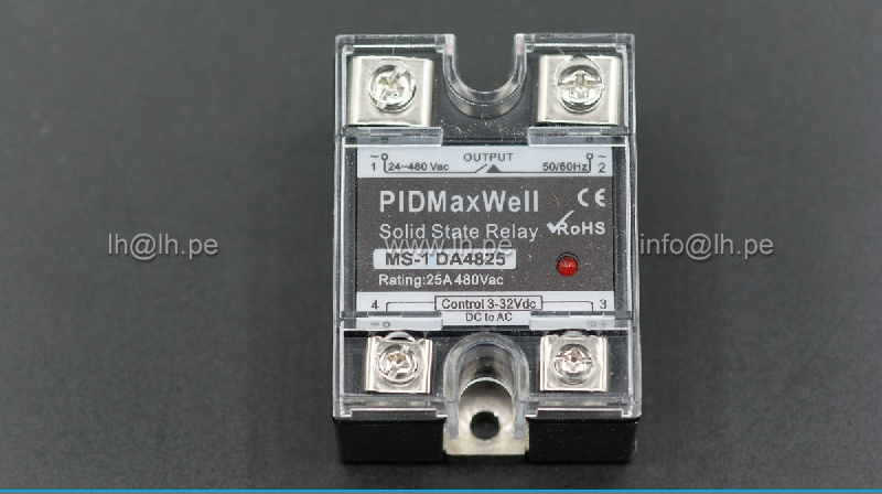 MS-1DA4825                  Rele stado solido monofásico 25A, 480VAC, 3-32V, indicador LED rojo, 50/60Hz, PIDMaxWell