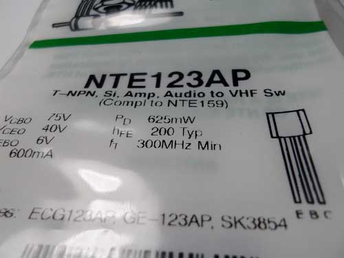 NTE123AP  Audio Amplifier Switch Silicon NPN Transistor (Manufac