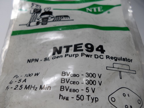 NTE94  TRANSISTOR BIPOLAR TRANSISTOR, NPN, 300V, TO-3