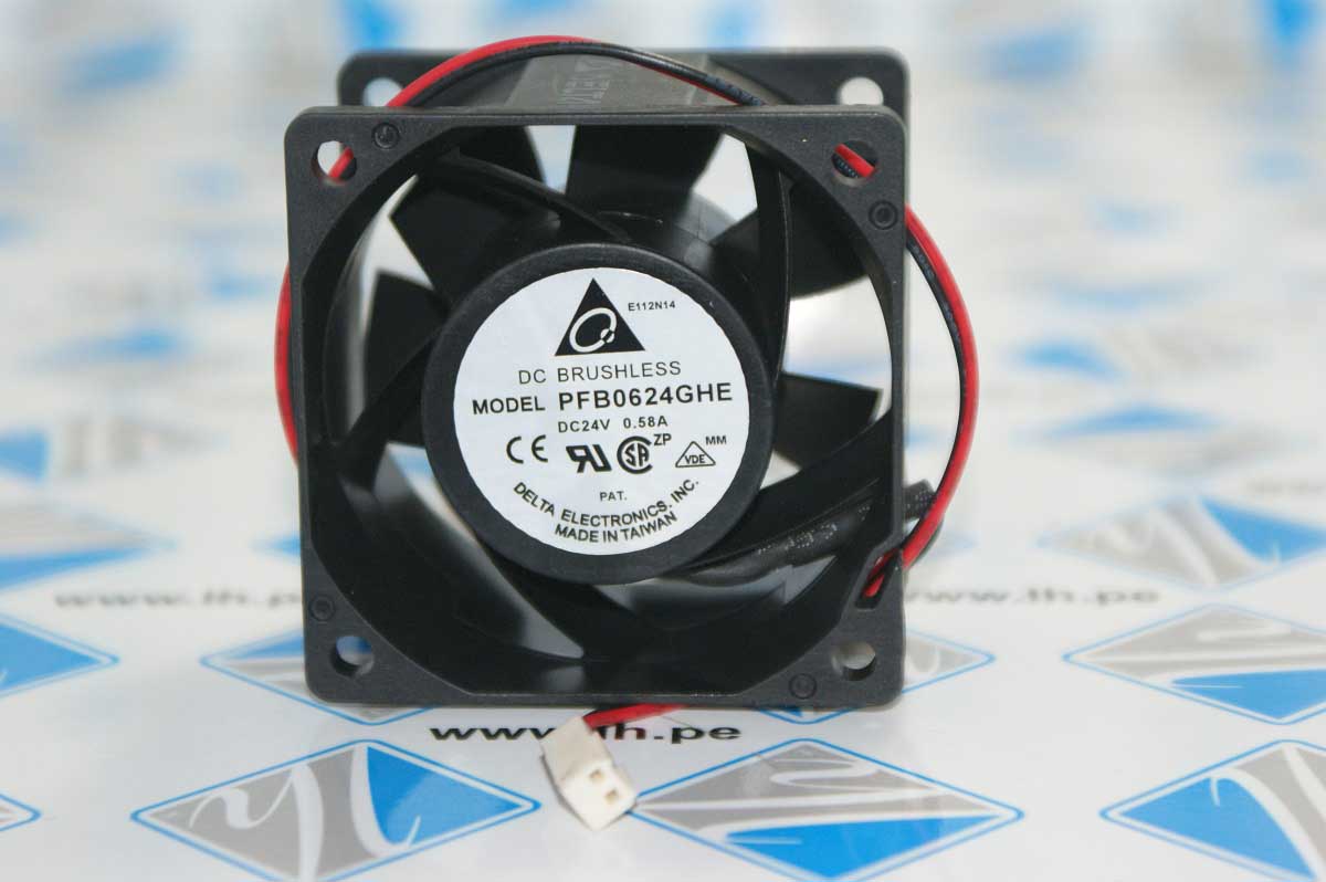 PFB0624GHE-MM              Ventiladores tangenciales CC DC Tubeaxial Fan, 60x38mm, 24VDC, Ball Bearing, Lead Wires, Locked Rotor Sensor