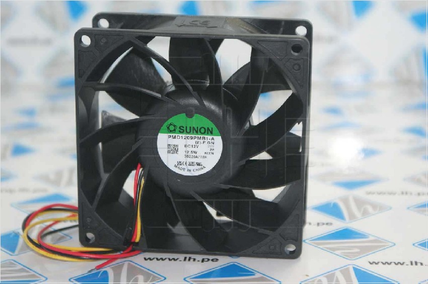 PMD1209PMB1-A-(2).F.GN                Ventilador DC, axial, 12VDC, 92x92x38mm, con 3 cables