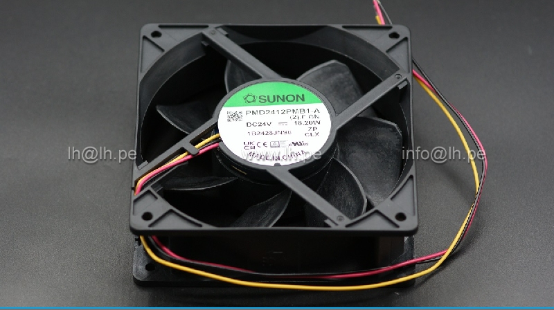 PMD2412PMB1-A(2).F.GN               Ventilador DC, axial, 24VDC, 120x120x38mm, con salida de 3 cables, 322.8m3/h, SUNON